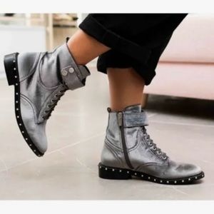 Vince Camuto Metallic Silver Combat Boots